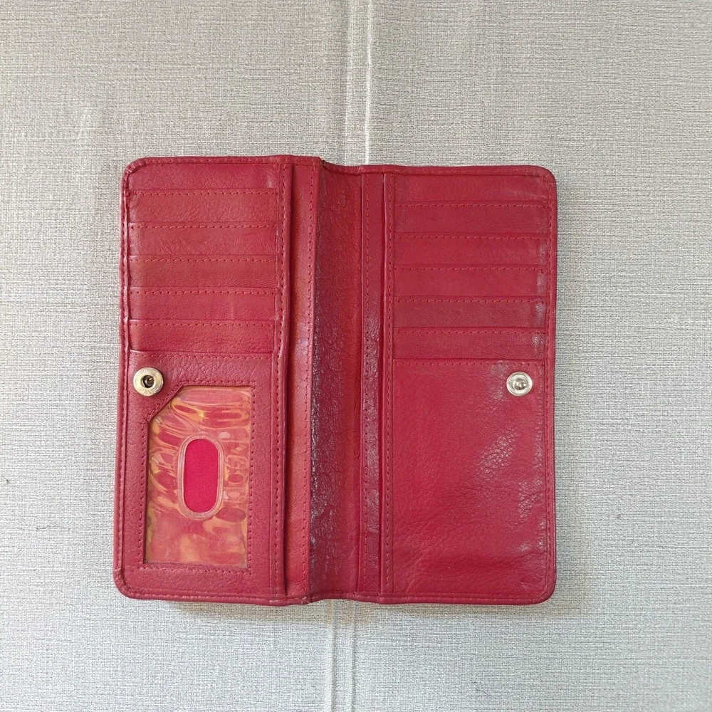 Vtg Paul & Harris Red Leather Bifold Organizer Wallet Travel Made in India